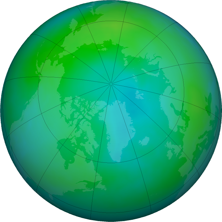 Arctic ozone map for September 2022